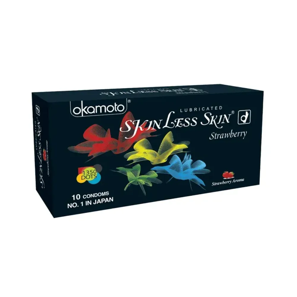 Okamoto Skinless Skin Strawberry Dotted Condom - 10Pcs Pack(Japan)  