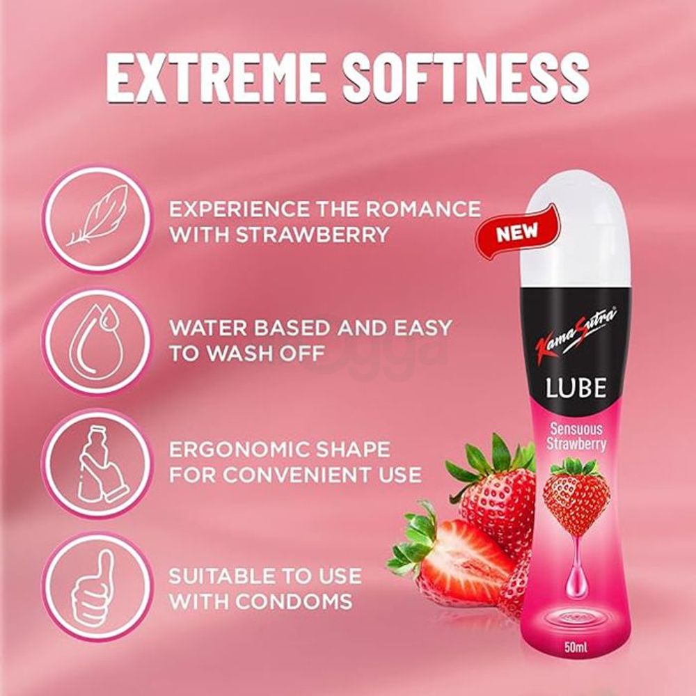KamaSutra Lube Strawberry Personal Lubricant Gel for Men & Women - 50ml  