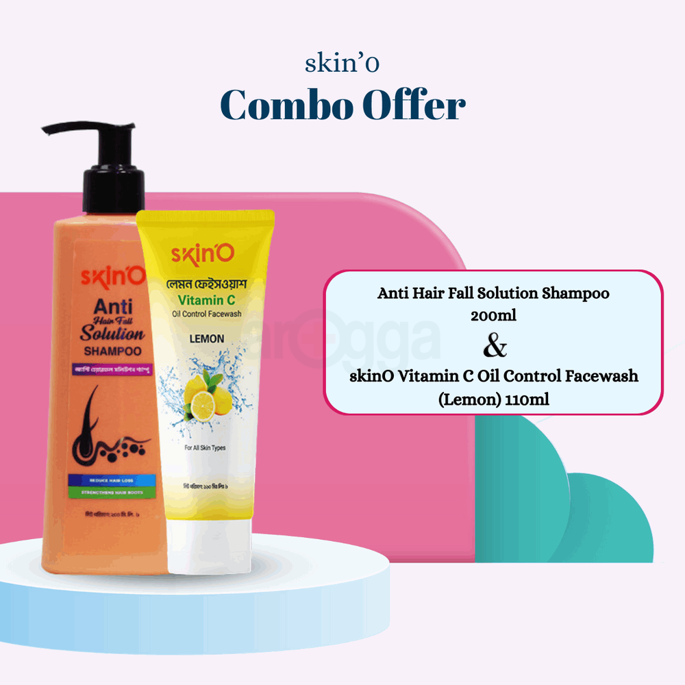 SkinO Anti Hair Fall Solution Shampoo 200ml and skinO Vitamin C Oil Control Facewash (Lemon) 110ml  