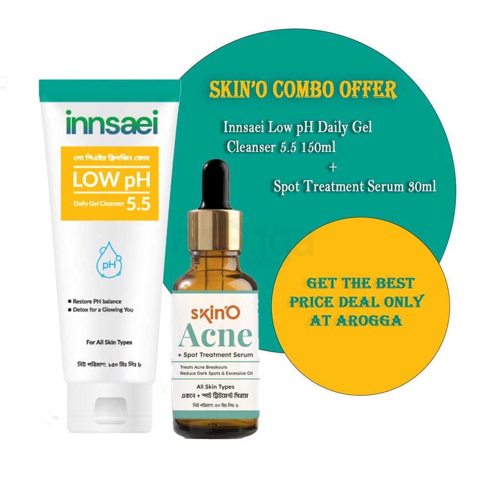 Innsaei Low pH Daily Gel Cleanser 5.5 150ml and skinO Acne + Spot Treatment Serum 30ml  