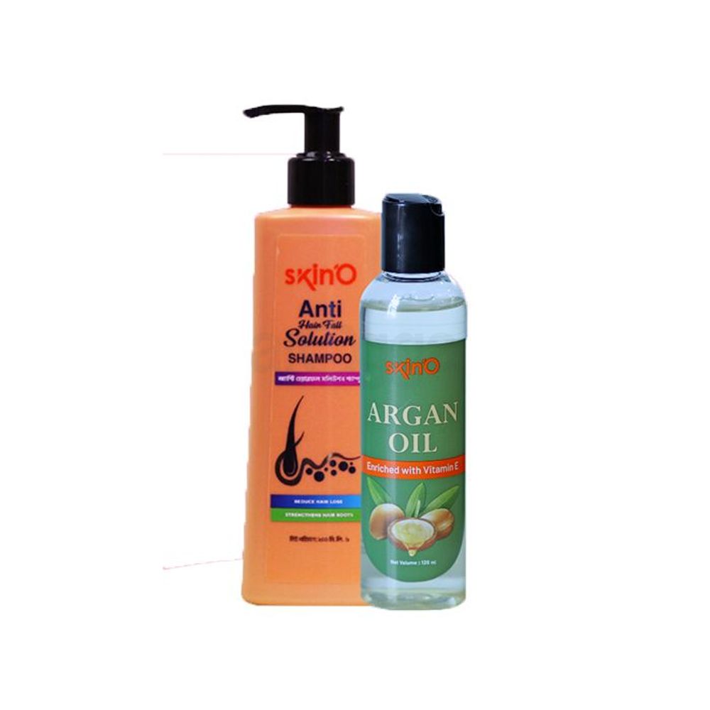 SkinO Anti Hair Fall Solution Shampoo 200ml and  Argan Oil with Vitamin E 100ml  