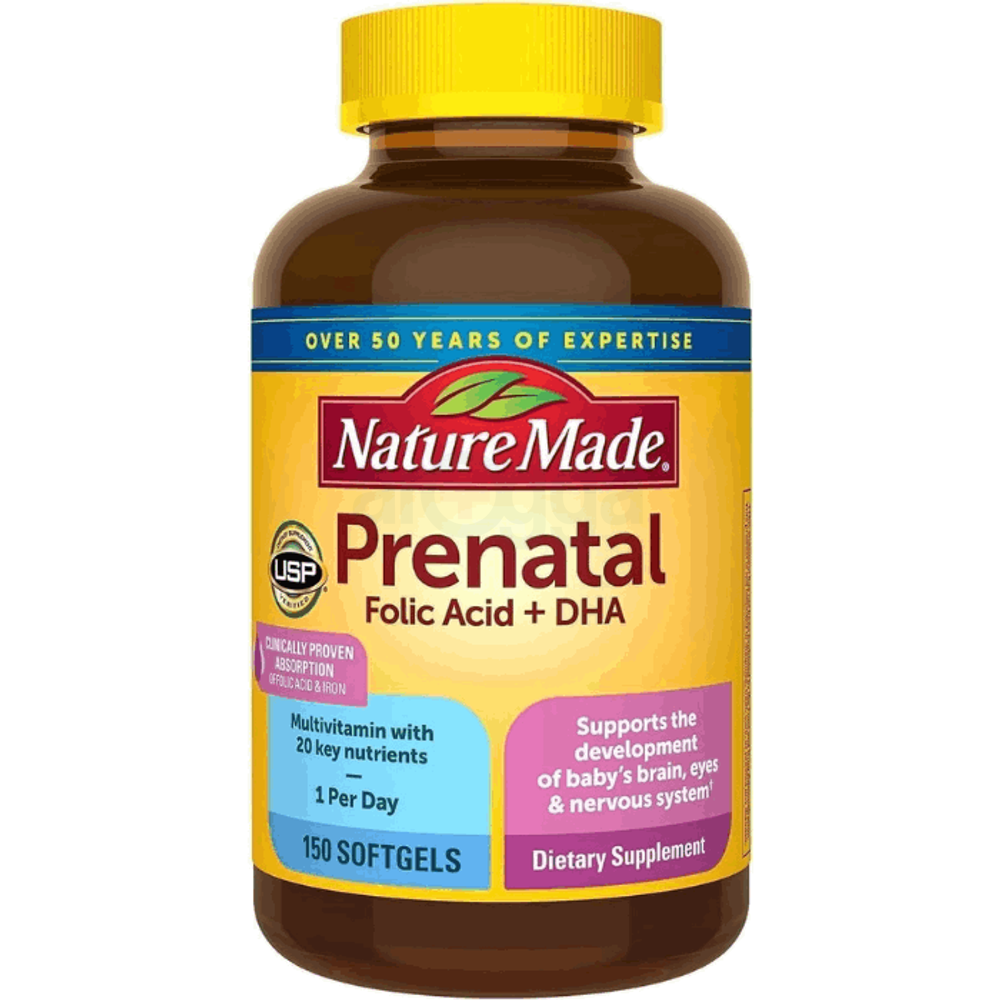 Nature Made Prenatal + Dha 200 mg Dietary Supplement (Netcount 150 Soft Gels)  