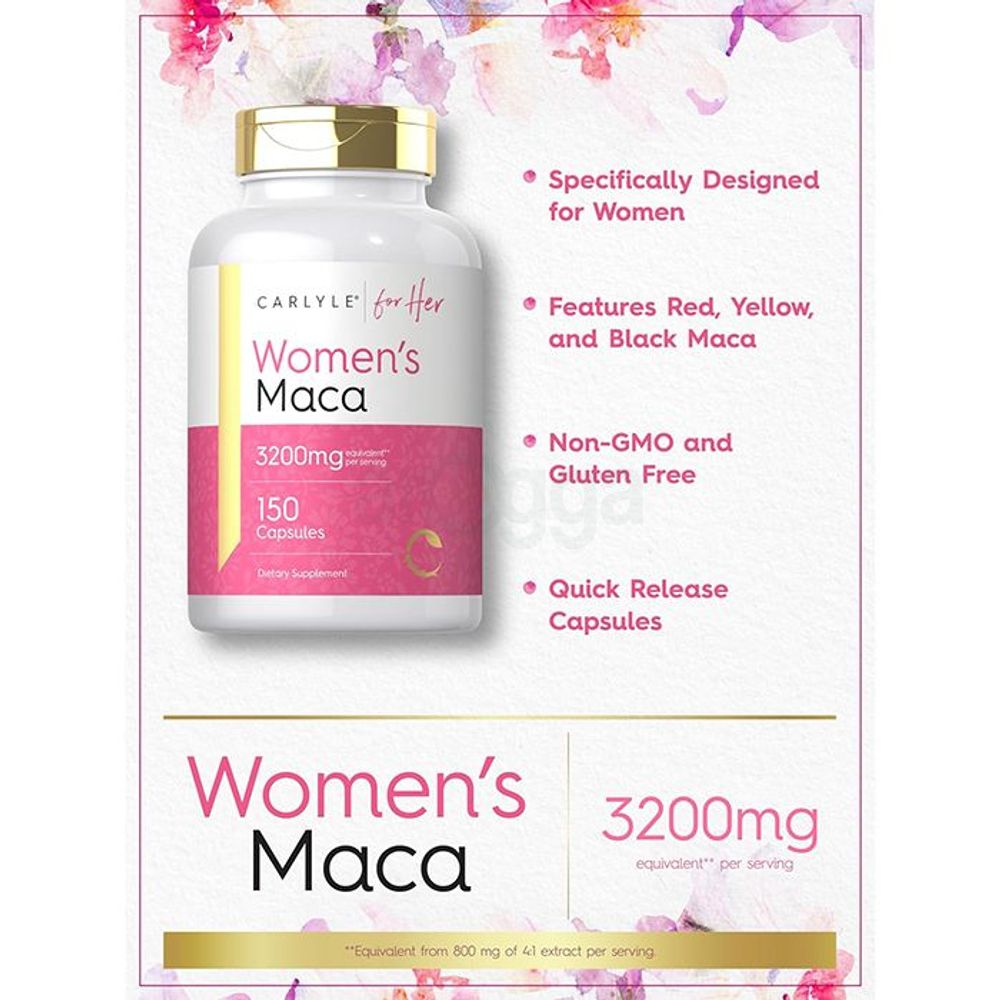 Carlyle Maca Root Capsules for Women 3200mg 150 Capsules  
