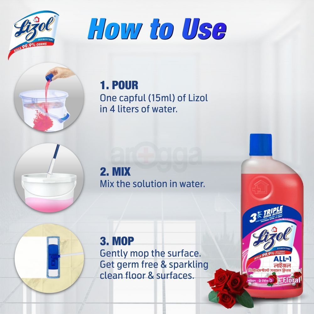 Lizol Floral Disinfectant Surface Cleaner 1L  