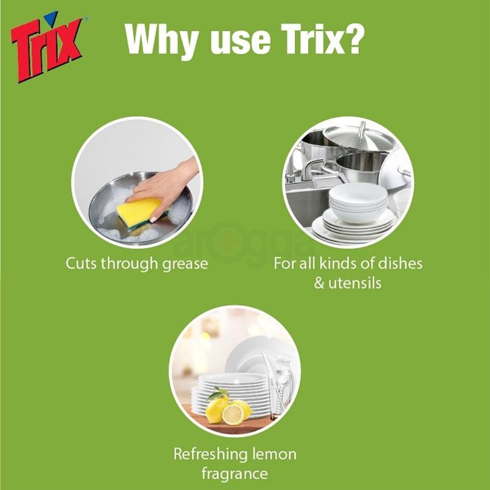 Trix Dishwashing Liquid Lemon Bottle 500ml + 250ml Poly Combo Pack  