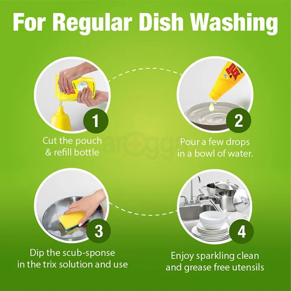 Trix Dishwashing Liquid Lemon Bottle 500ml + 250ml Poly Combo Pack  