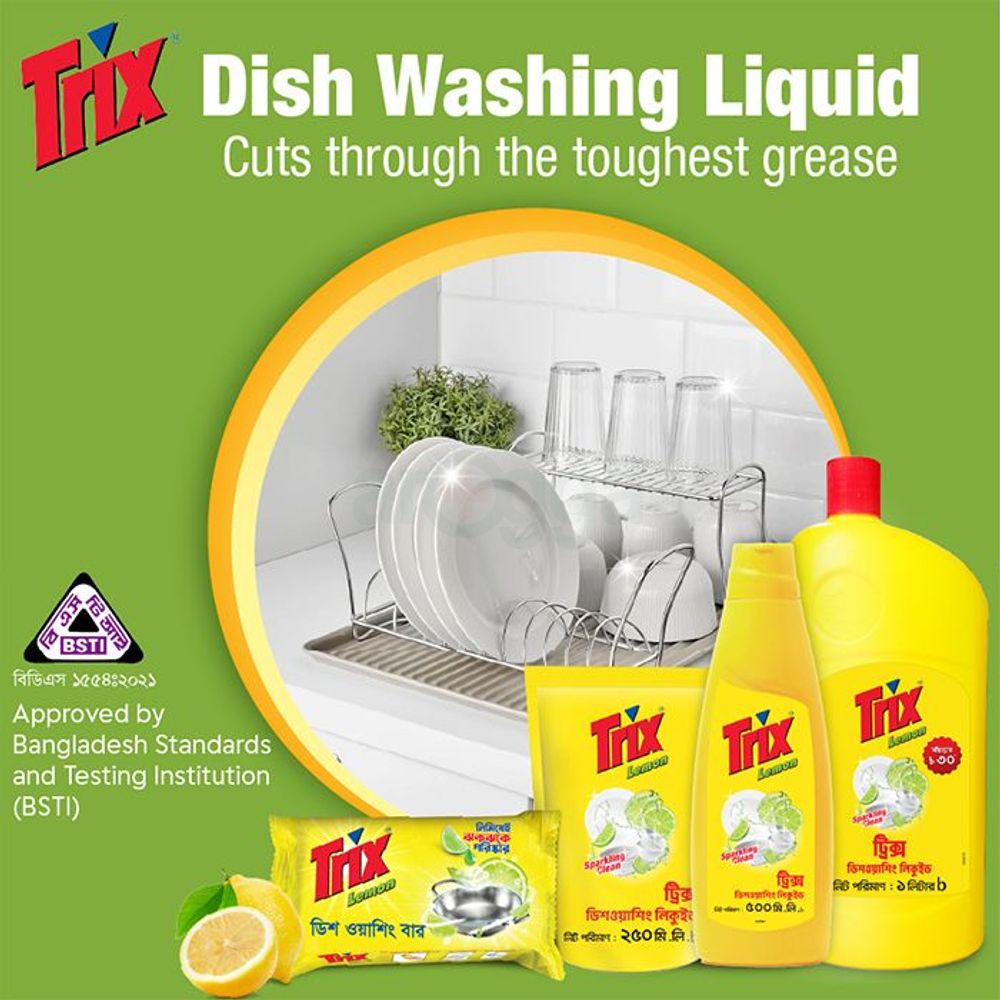 Trix Dishwashing Liquid Lemon Bottle 500ml + 250ml Poly Combo Pack  