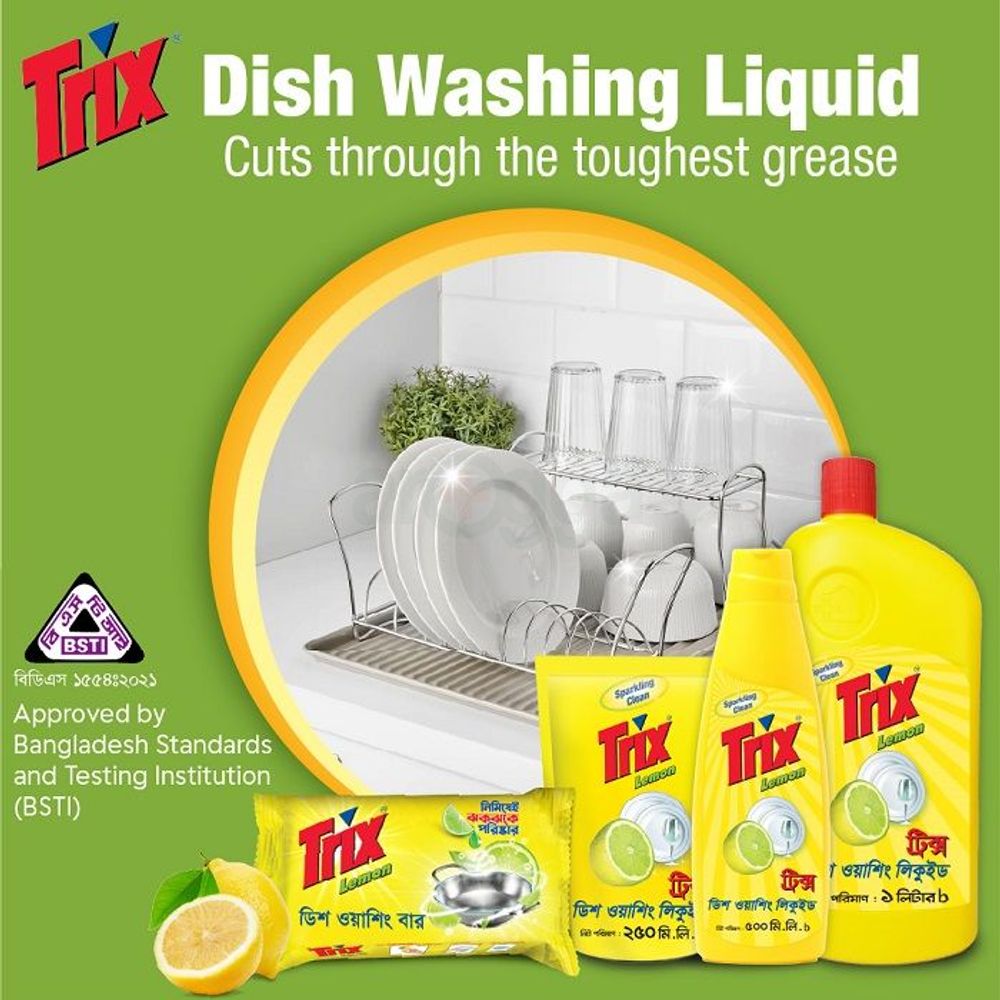 Trix Dishwashing Liquid Lemon Bottle 500ml + 250ml Poly Combo Pack  