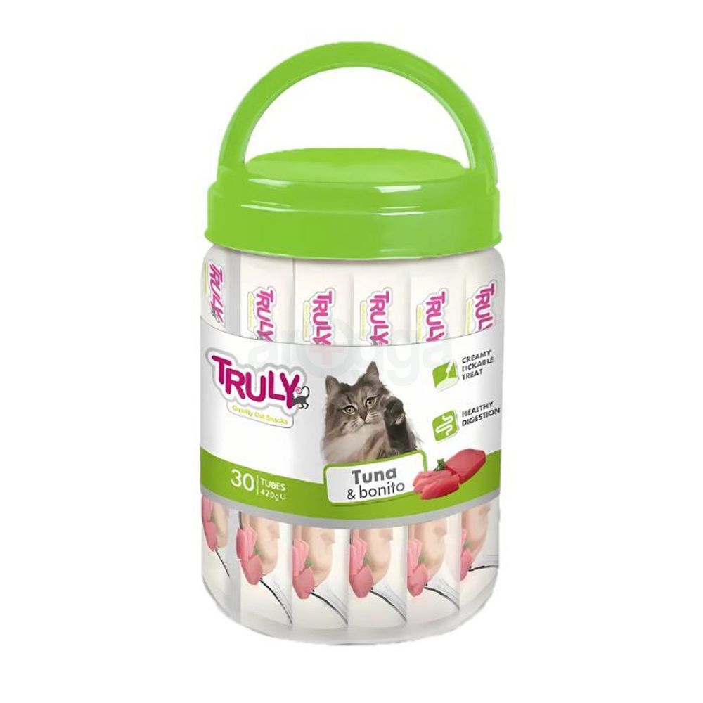 Truly Creamy Lickable Cat Treat Tuna And Bonito in jars 30Pcs (14g x 30)
  