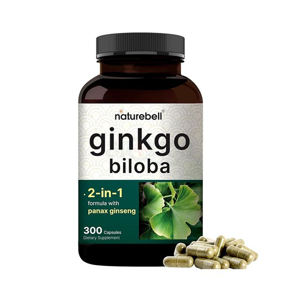 NatureBell Ginkgo Biloba 6,000mg with Panax Ginseng 500mg Per Serving 300 Capsules  