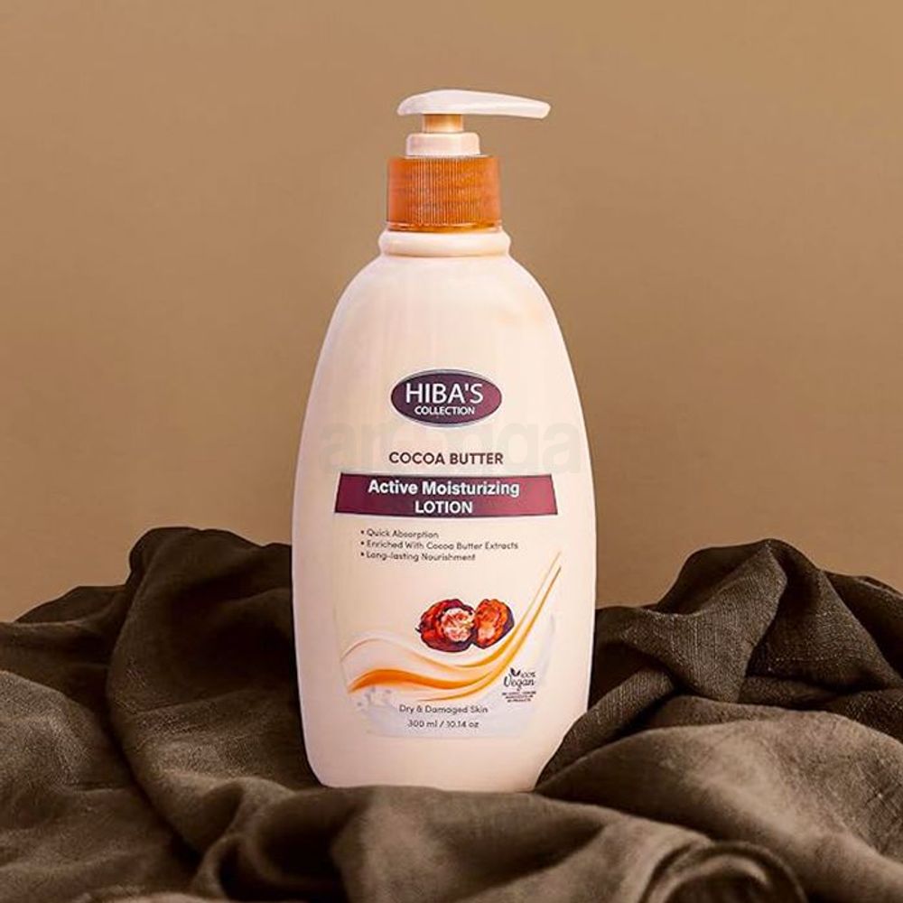 Hiba's Collection Cocoa Butter Active Moisturizing Lotion for Dry & Damaged Skin  