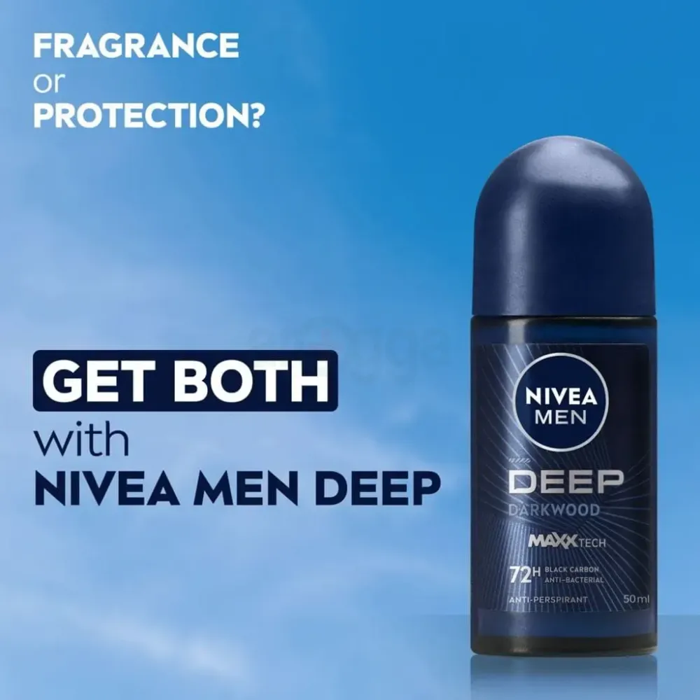 Nivea Men Deep Darkwood Powered by Maxxtech Formula Deodorant Roll On   