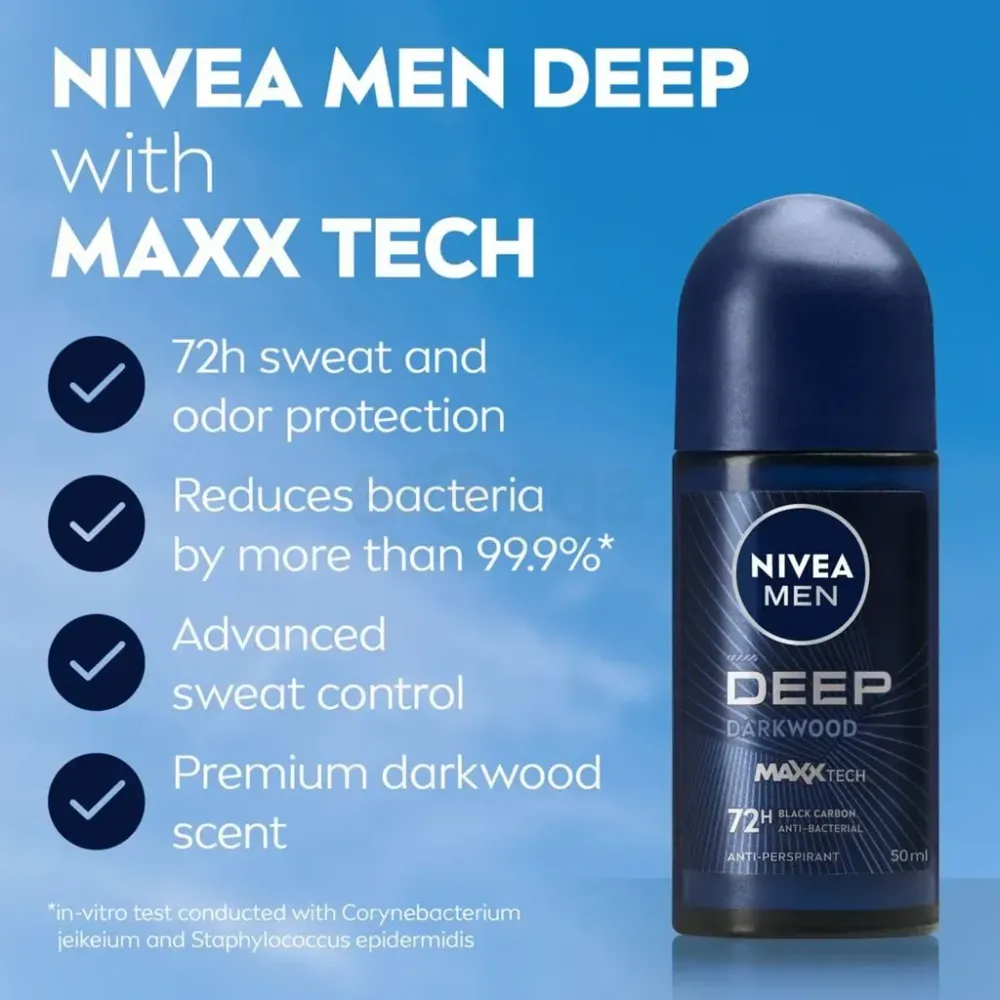 Nivea Men Deep Darkwood Powered by Maxxtech Formula Deodorant Roll On   