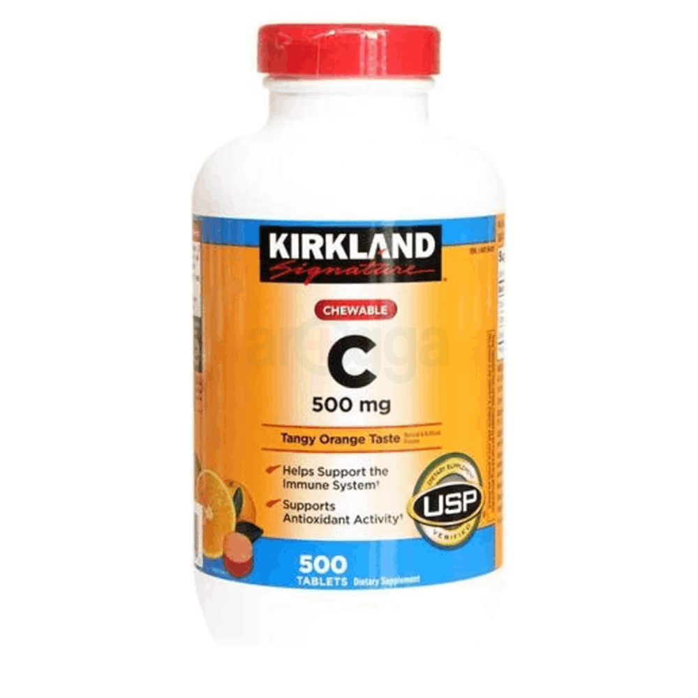 Kirkland Vitamin C (500 mg) Tangy Orange, Chewable 500 Tablets  