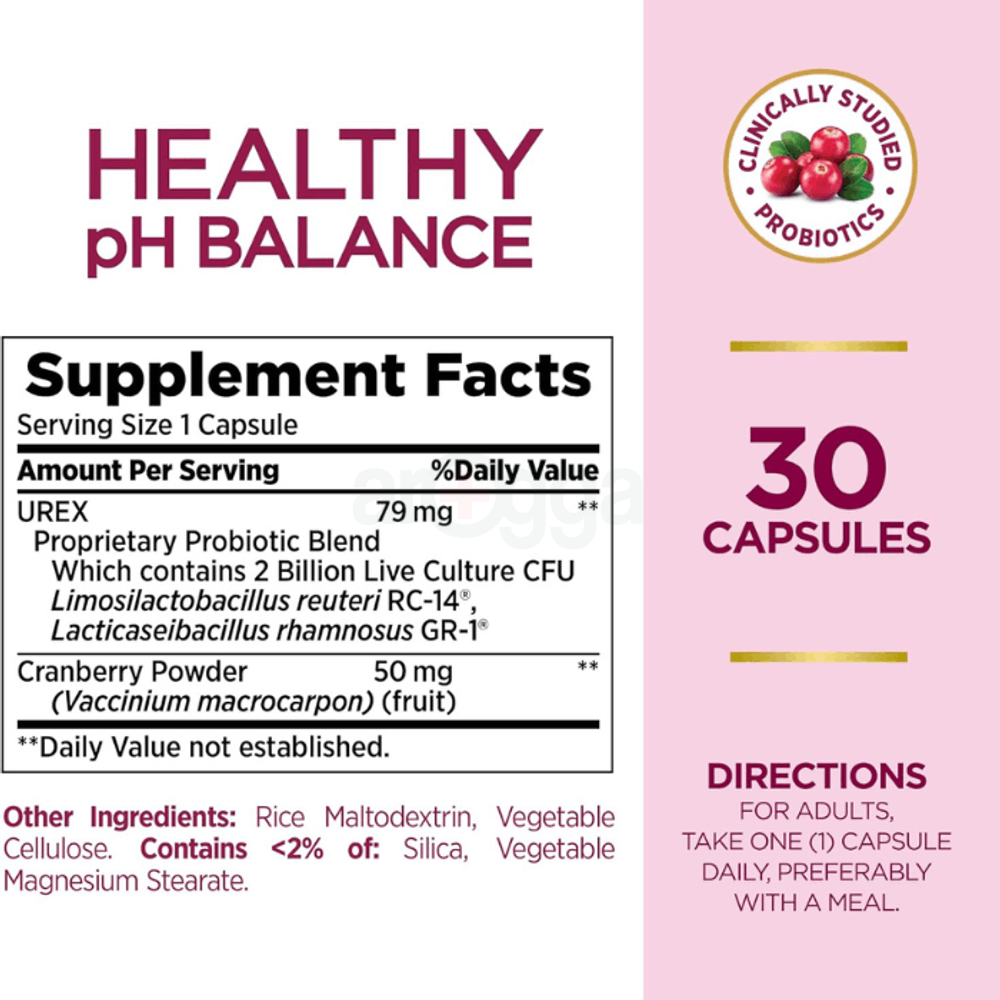 Nature's Bounty Probiotics for Women, Vaginal Probiotics for Healthy pH Balance 30 Caps  