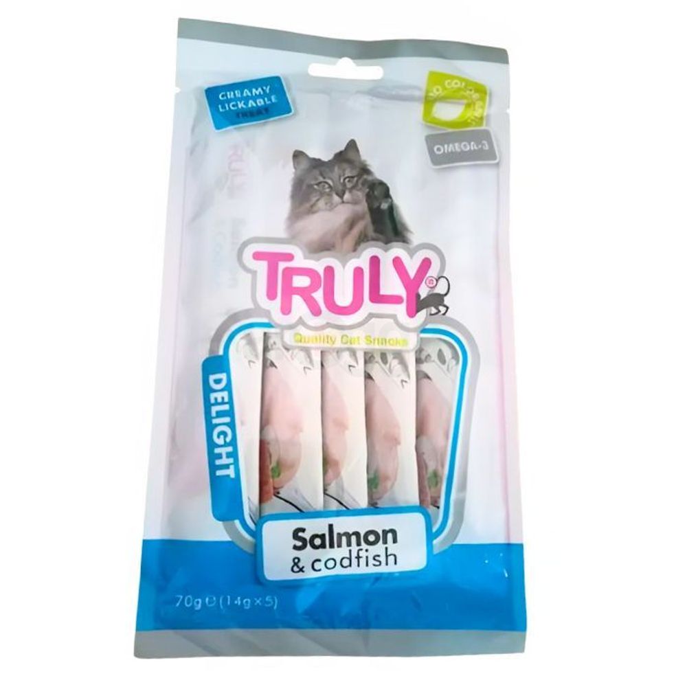 Truly Cat Treat Salmon and Codfish Creamy 5 Pieces 70g  (14g X 5)
  