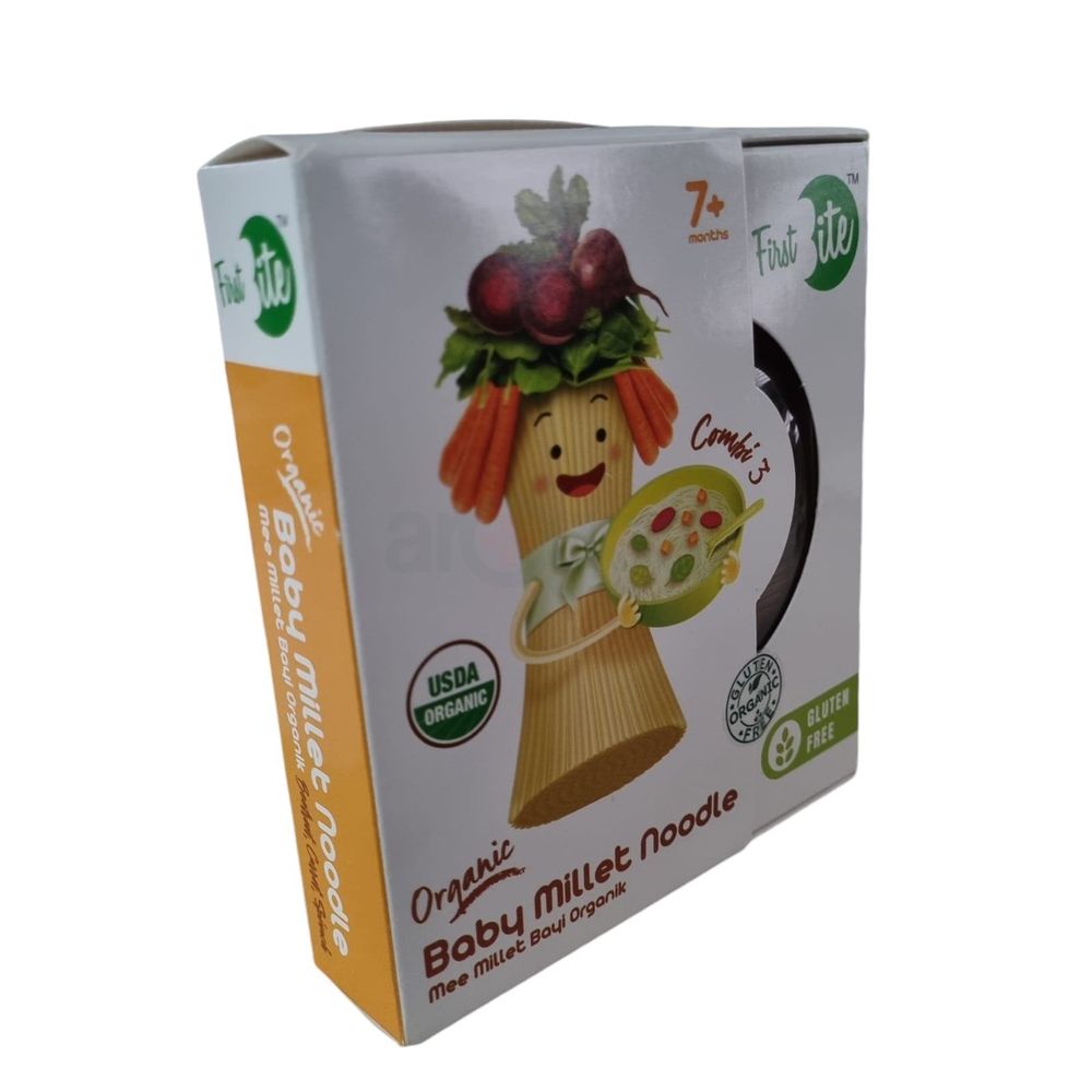 First Bite Organic Baby Millet Noodle- 7m+ Combi 3 (Beetroot, Carrot, Spinach) 180g  