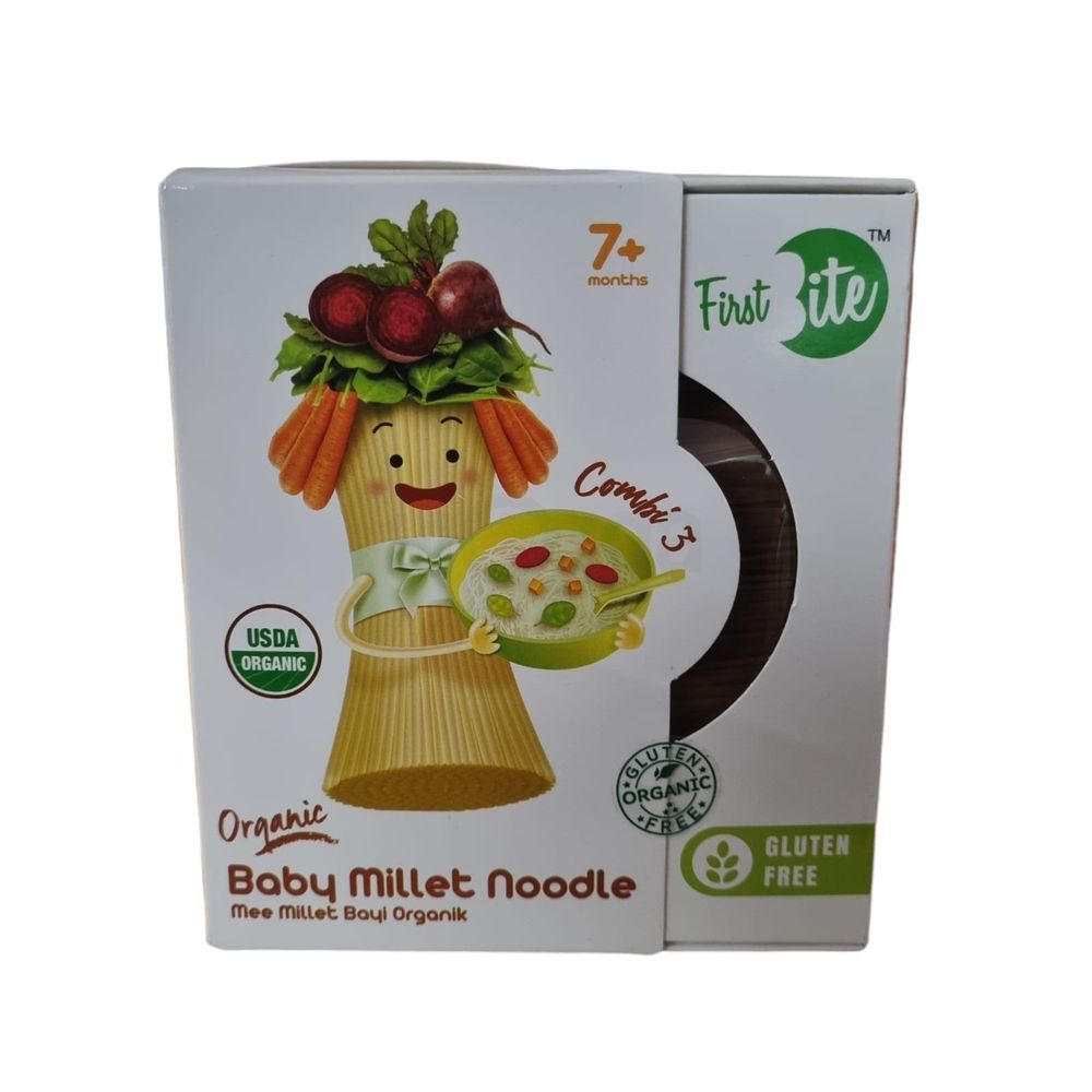 First Bite Organic Baby Millet Noodle- 7m+ Combi 3 (Beetroot, Carrot, Spinach) 180g  