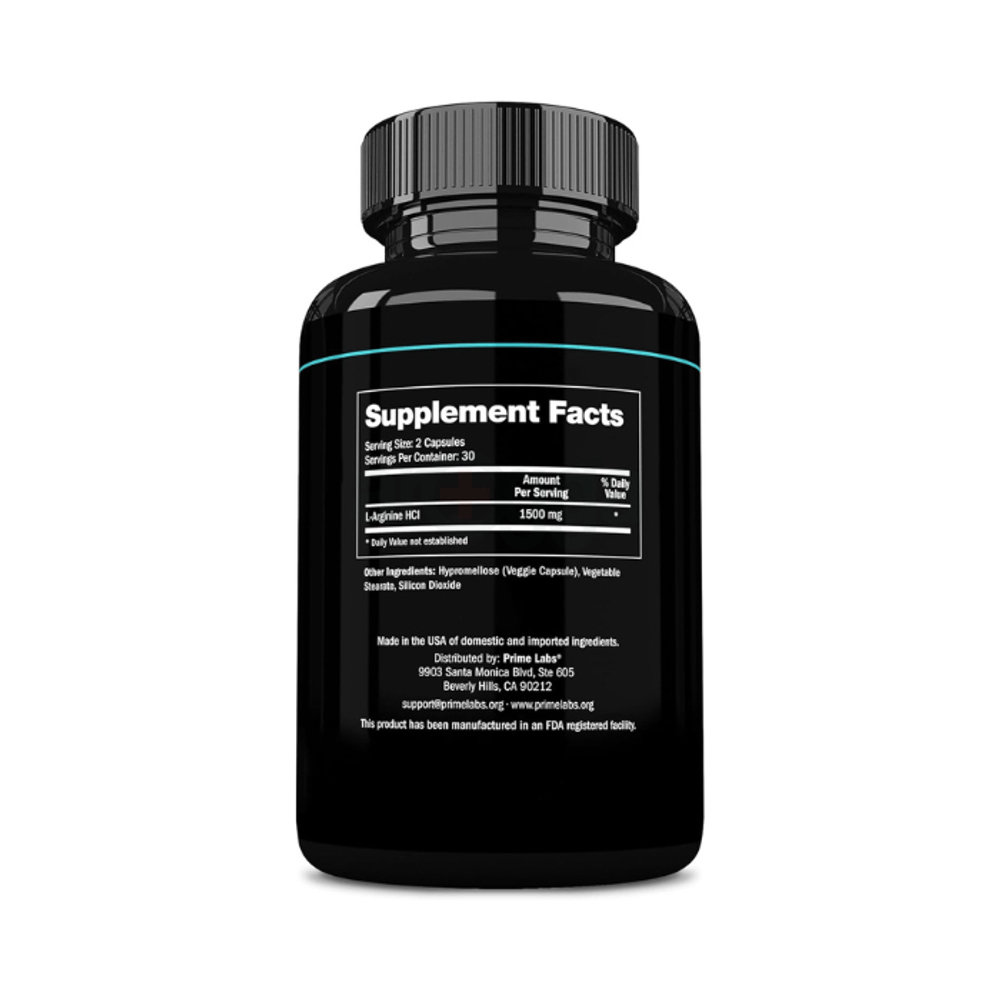 Prime Labs L Arginine Nitric Oxide - with L-Arginine 1500mg 60 Capsules  