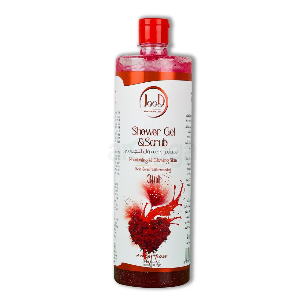 Jood 3 in 1 Amber Rose Shower Gel & Scrub for Nourishing & Glowing Skin  