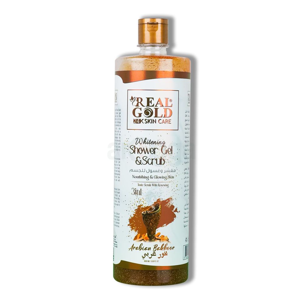 Real Gold 3 in 1 Arabian Bakhoor Skin Care 24K Whitening Shower Gel and Scrub  