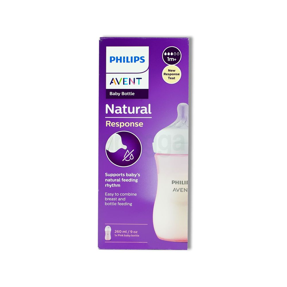 Philips Avent Natural Response Pink Baby Feeding Bottle (1+) - 260ml (Model: SCY903/11)  