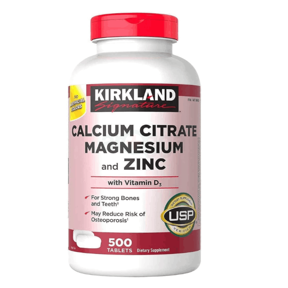Kirkland Signature Calcium Citrate Magnesium and Zinc, 500 Tablets  