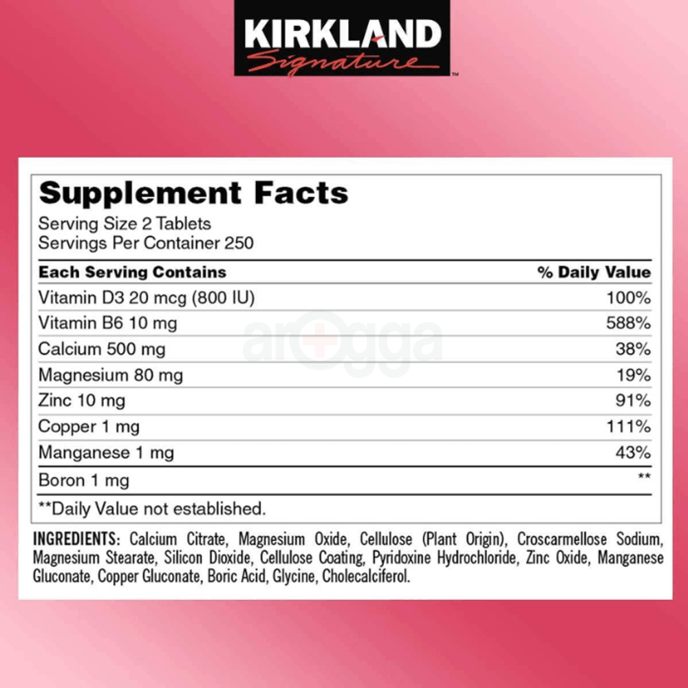 Kirkland Signature Calcium Citrate Magnesium and Zinc, 500 Tablets  