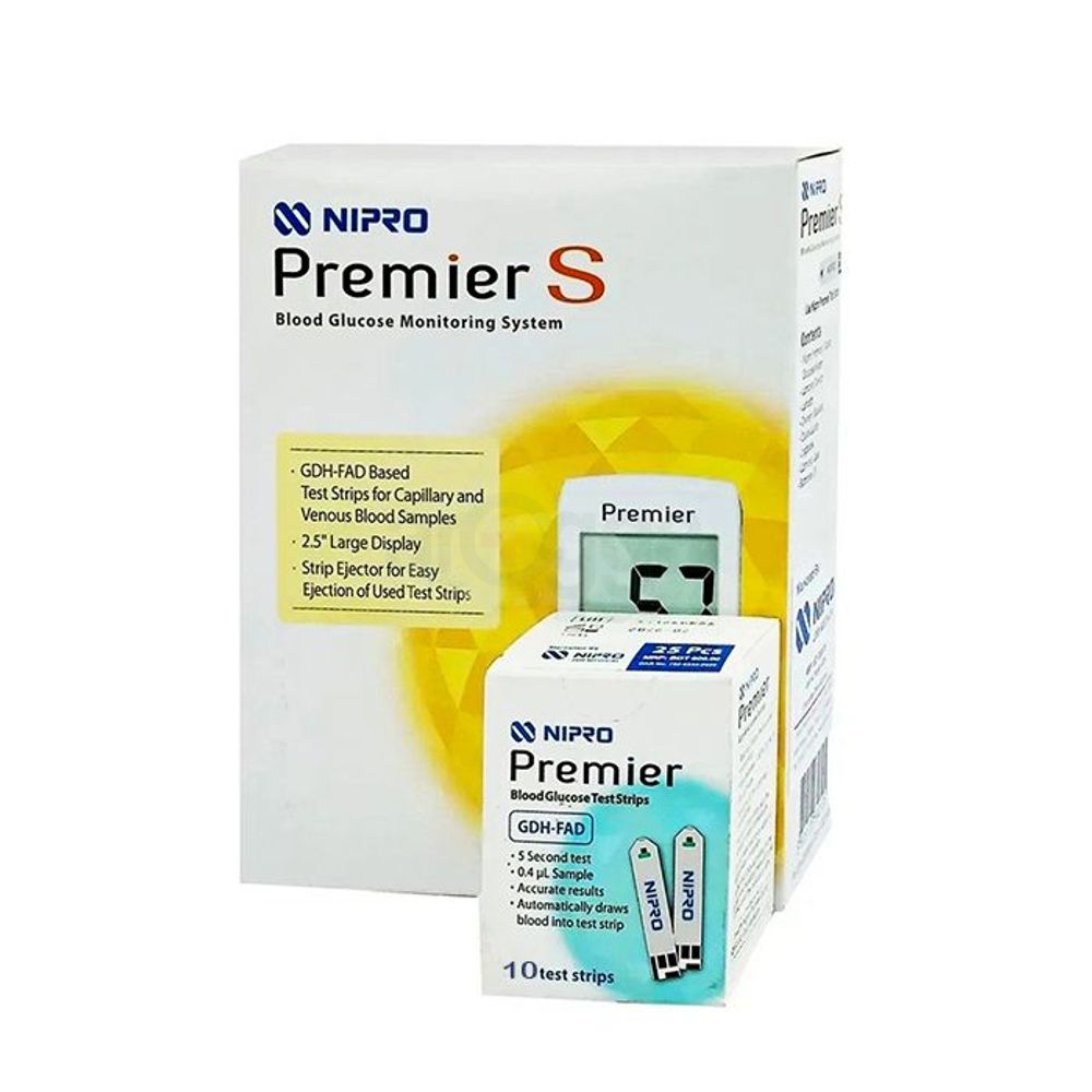 Nipro Premier S Glucometer with Nipro Premier 10's Test Strips  
