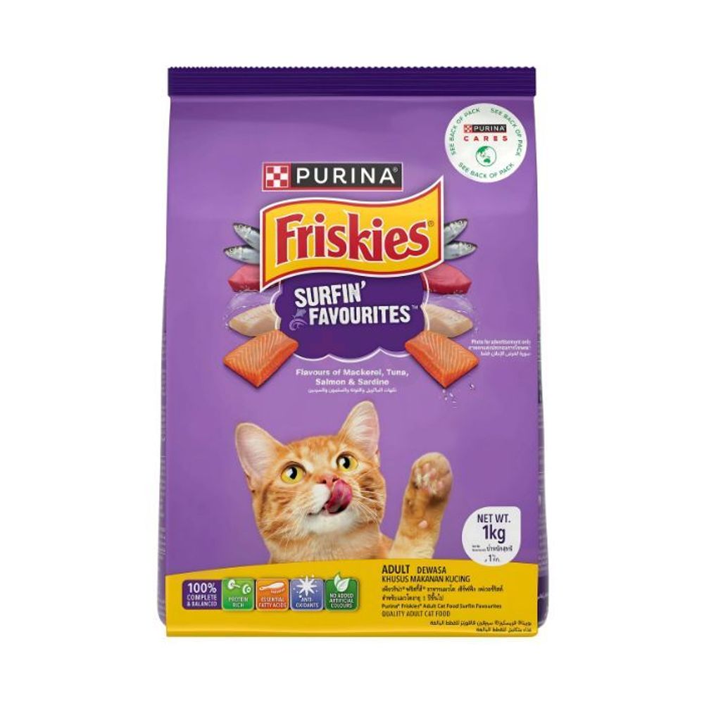 Purina Friskies Adult Surfin Favourites Cat Food- 1kg  