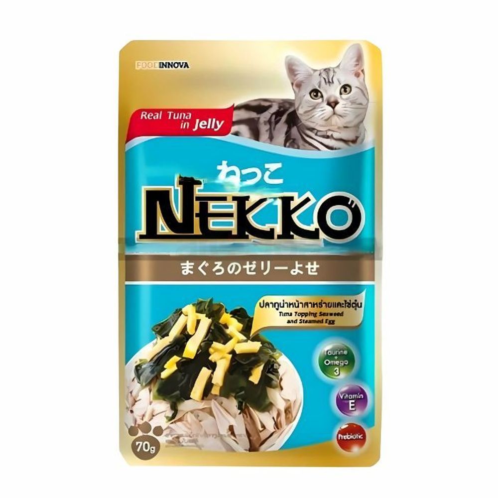 NEKKO Cat Pouch Tuna Topping Seaweed and Steamed Egg in Jelly 70g
  