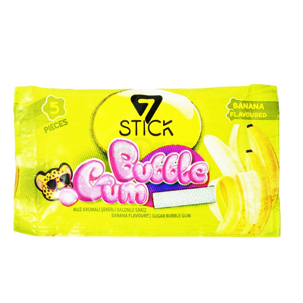 7 Stick Bubble Gum Banana Flavored 8.5 g  