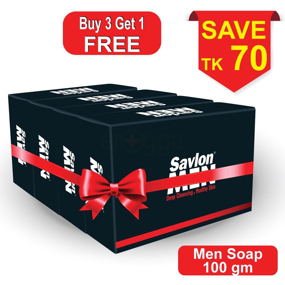 Savlon Men Soap 100gm (Buy 3 Get 1 Free)  