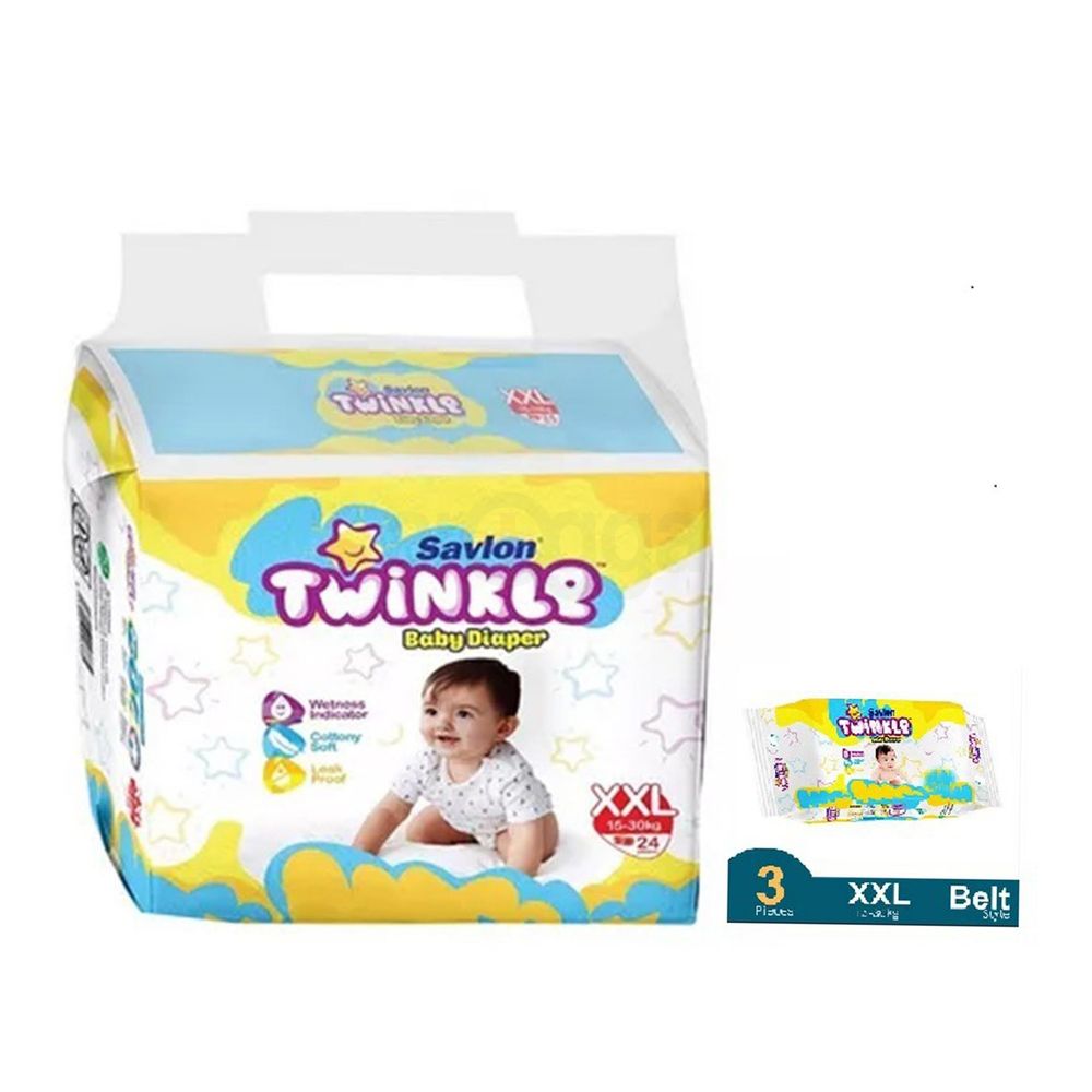 Buy Savlon Twinkle Baby Belt Diaper XXL 24 Pcs Get XXL 3pcs pack Free  