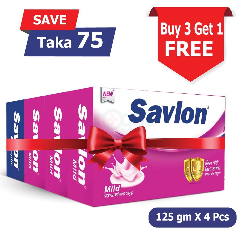 Buy 3 Savlon Soap Mild 125 gm Get 1 Anticeptic Soap 125gm Free  