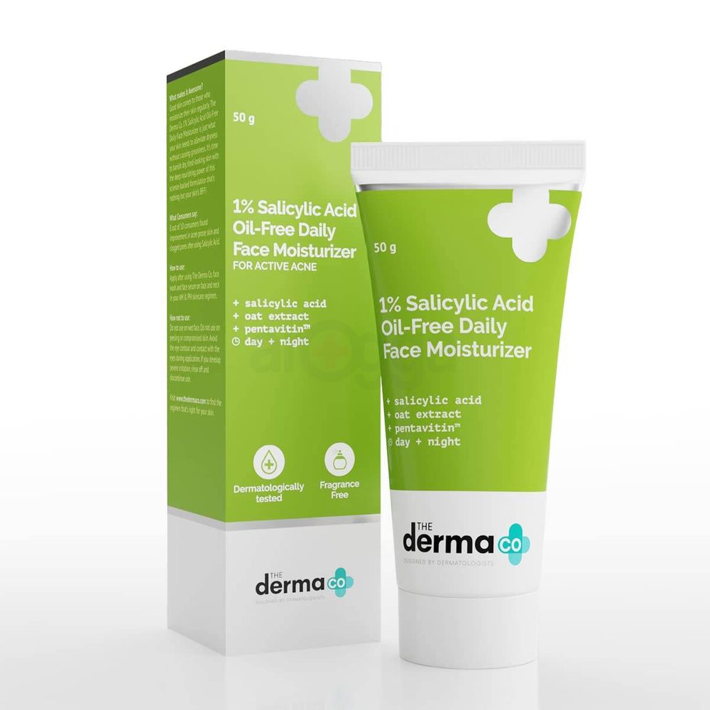 The Derma Co 1% Salicylic Acid Oil-Free Face Moisturizer for Active Acne  