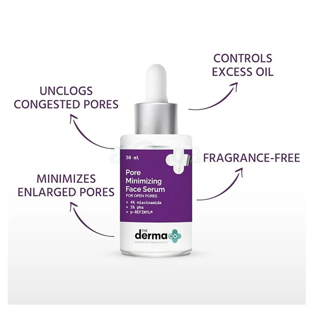 The Derma Co Pore Minimizing Face Serum with 4% Niacinamide, 5% PHA and p-REFINYL  