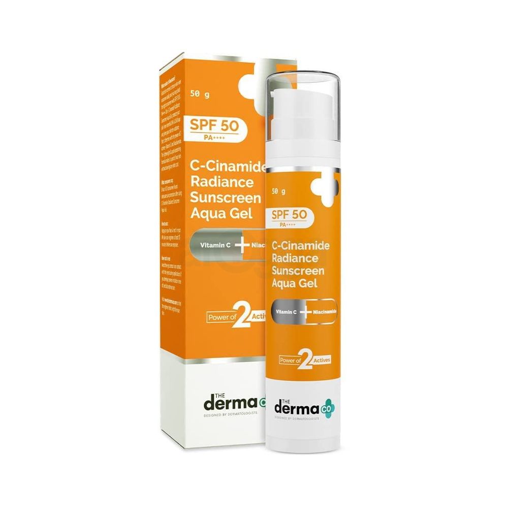 The Derma Co C-Cinamide Radiance Sunscreen Aqua Gel with SPF50 PA++++  50g  