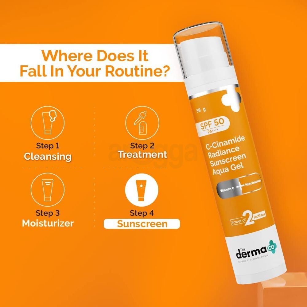 The Derma Co C-Cinamide Radiance Sunscreen Aqua Gel with SPF50 PA++++  50g  