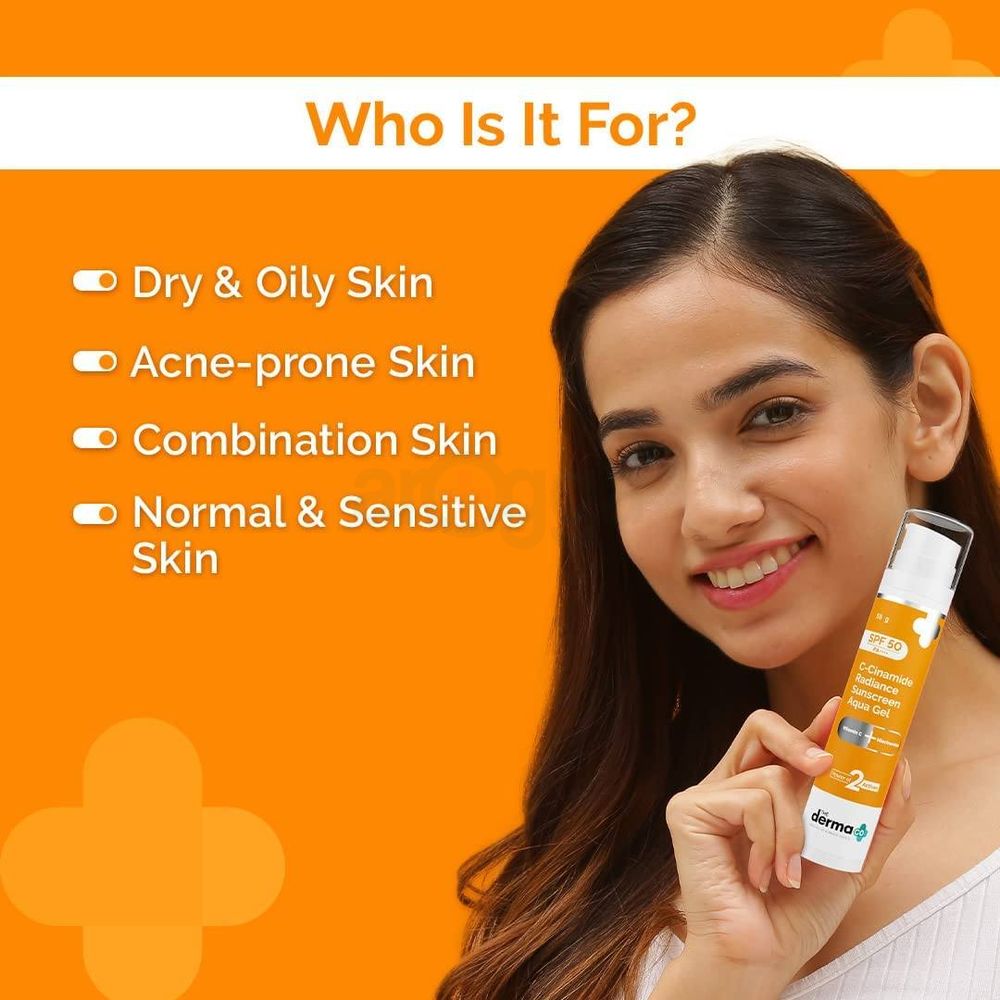 The Derma Co C-Cinamide Radiance Sunscreen Aqua Gel with SPF50 PA++++  50g  
