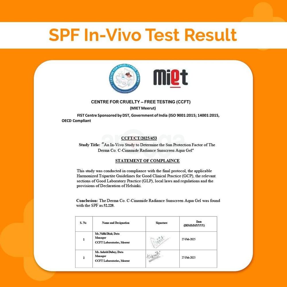 The Derma Co C-Cinamide Radiance Sunscreen Aqua Gel with SPF50 PA++++  50g  