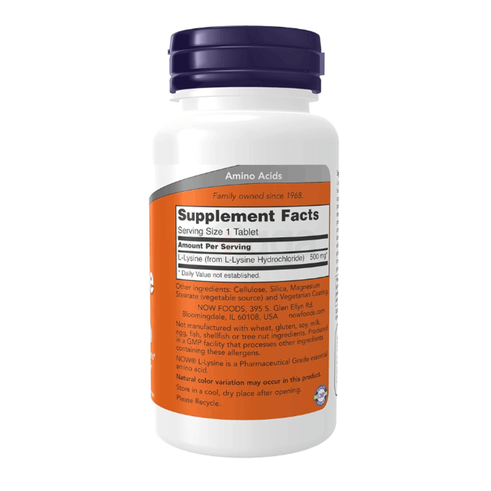 NOW Foods L-Lysine-500 mg- 100 Tablets  