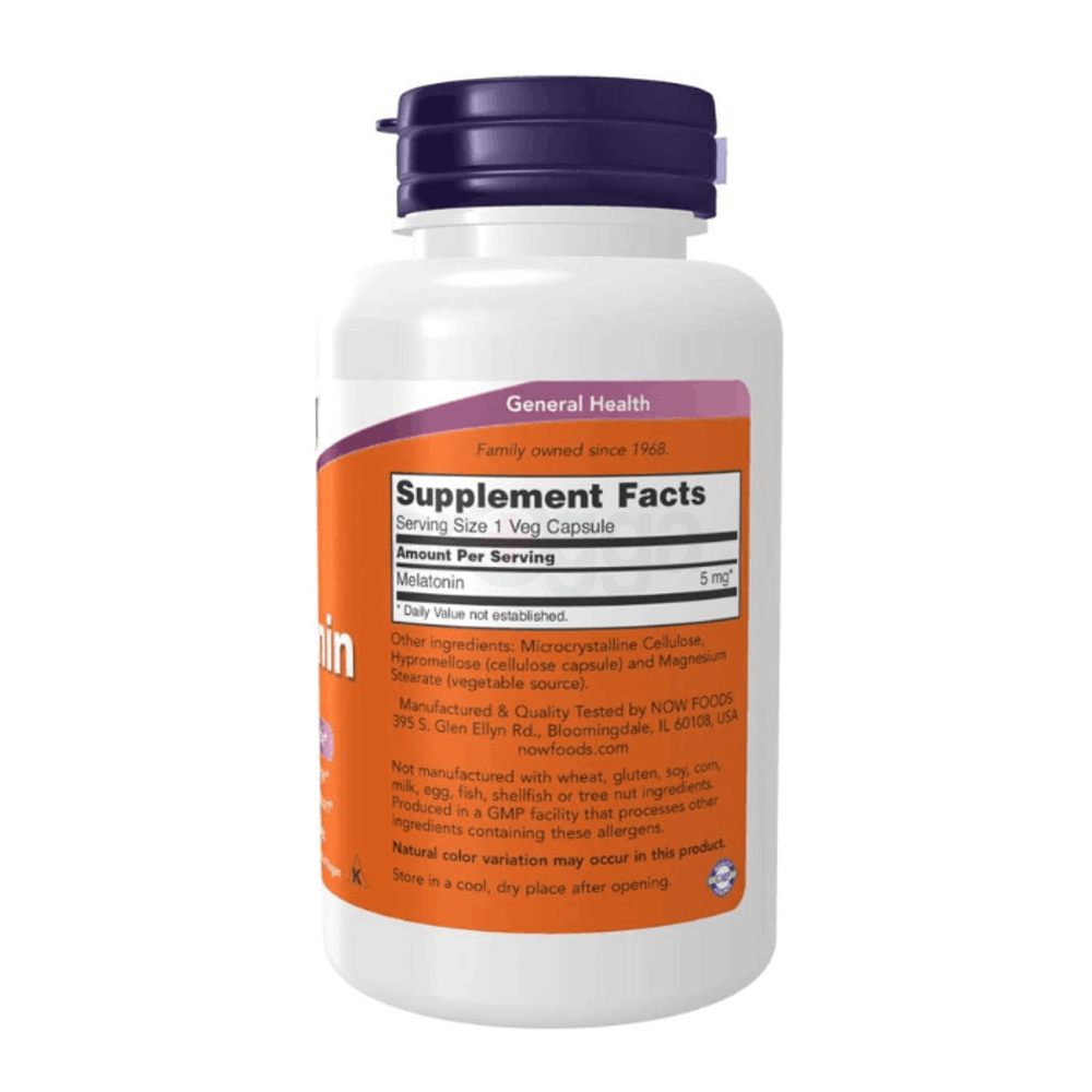 NOW Foods Supplements, Melatonin 5 mg, , Healthy Sleep 180 Count  