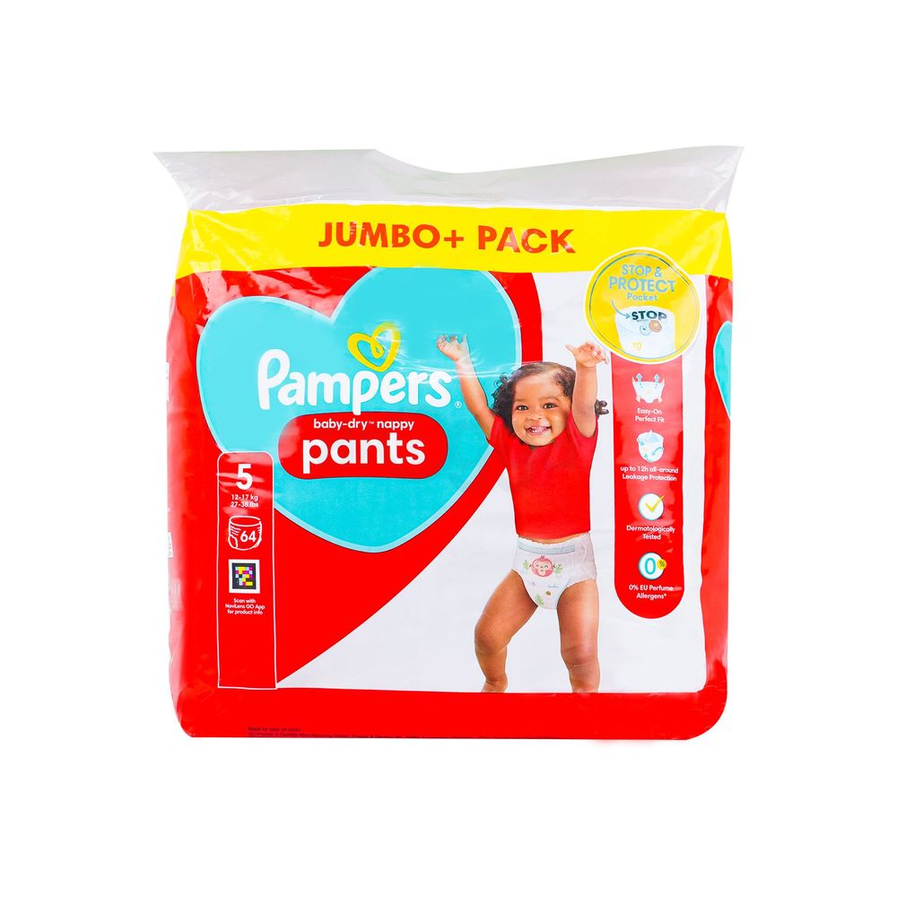Pampers Baby Dry Nappy Pants Size 5 Jumbo Pack - 64 pcs (12-17kg)  