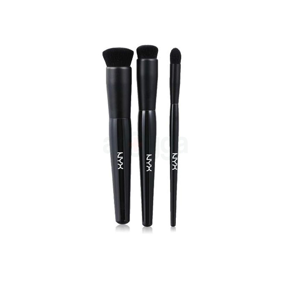 NYX Professional Makeup Ready Contour Brush Set 3 Pcs (Highlighter Brush + Contour Brush + Blending Brush)  