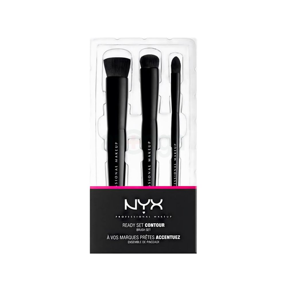NYX Professional Makeup Ready Contour Brush Set 3 Pcs (Highlighter Brush + Contour Brush + Blending Brush)  