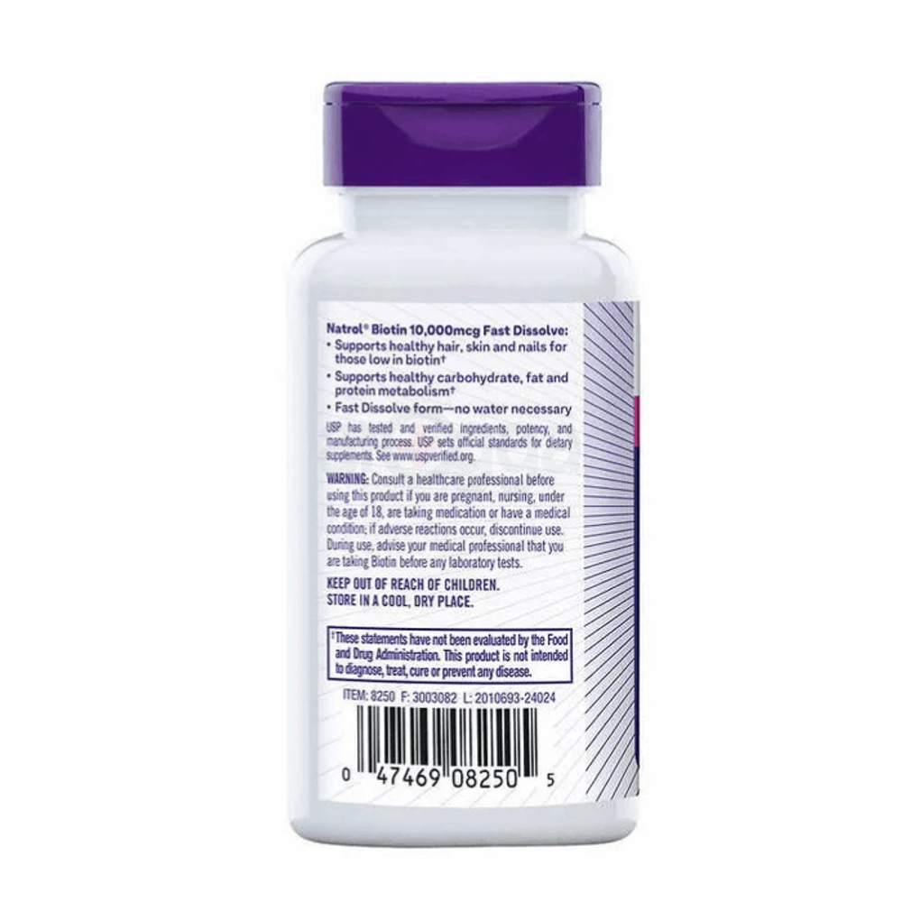 Natrol Biotin 10,000 mcg. Fast Dissolve Tablets, 250 count  