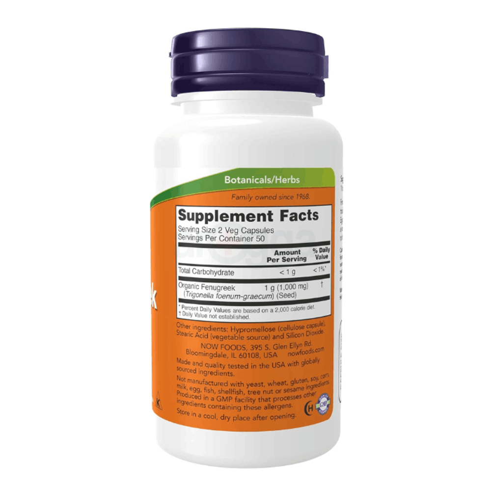NOW Supplements, Fenugreek 500 mg, Herbal Supplement, 100 Veg Capsules  