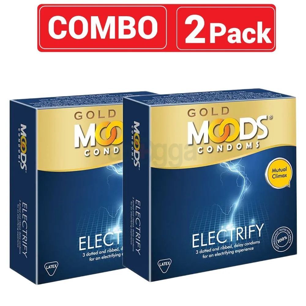 Moods - Gold Electrify Condom - Combo Pack - 2 Packs - 3x2=6pcs - Condom  