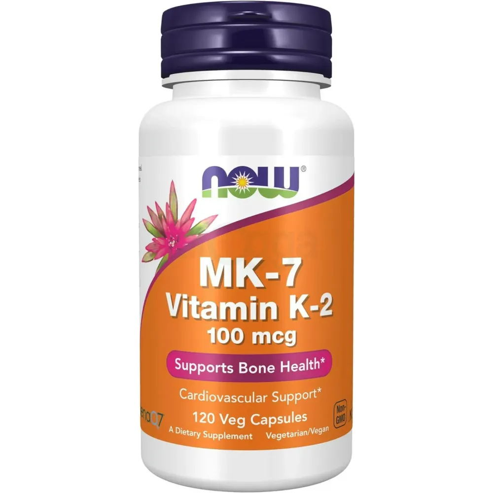 NOW Supplements, MK-7 Vitamin K-2 100 mcg, Cardiovascular Support*, Supports Bone Health*, 120 Veg Capsules  